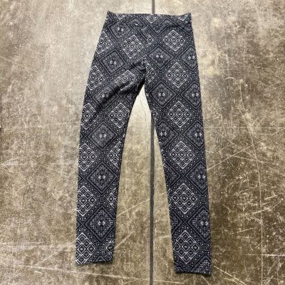 Bethany Mota Leggings Womens Medium Gray Black Geo Print Stretch Elastic Waist